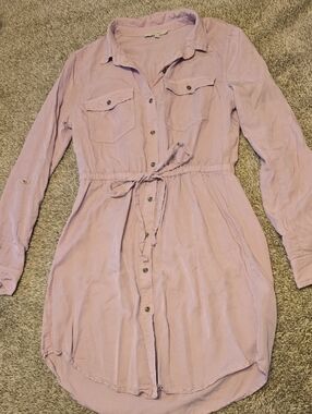 Love Tree Lavender Button-Front Shirt Dress